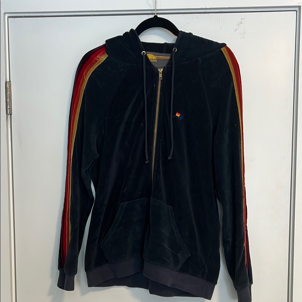 Aviator Nation Navy and Red Zip Up Sweater